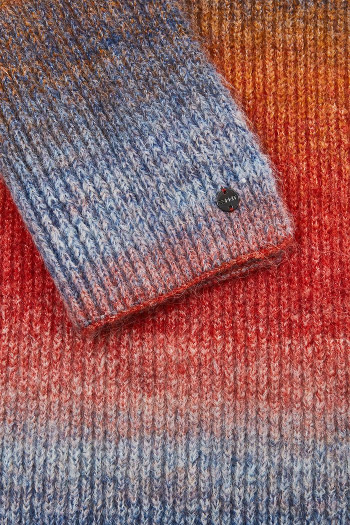 Multi-coloured knitted scarf with wool, GOLDEN ORANGE, detail image number 1