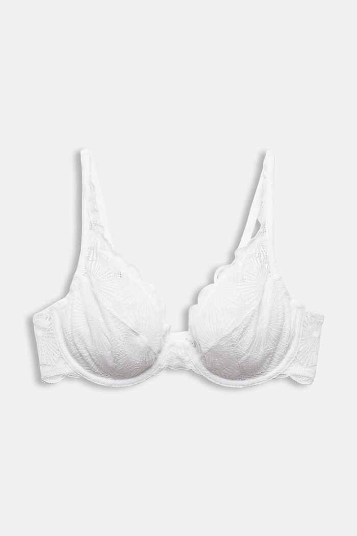 Recycled: unpadded underwire bra with lace, WHITE, detail image number 5