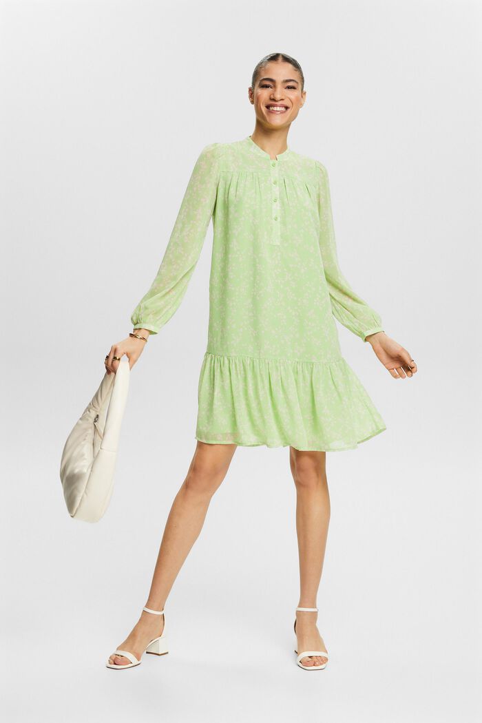 Printed Chiffon Mini Dress, LIGHT GREEN, detail image number 5