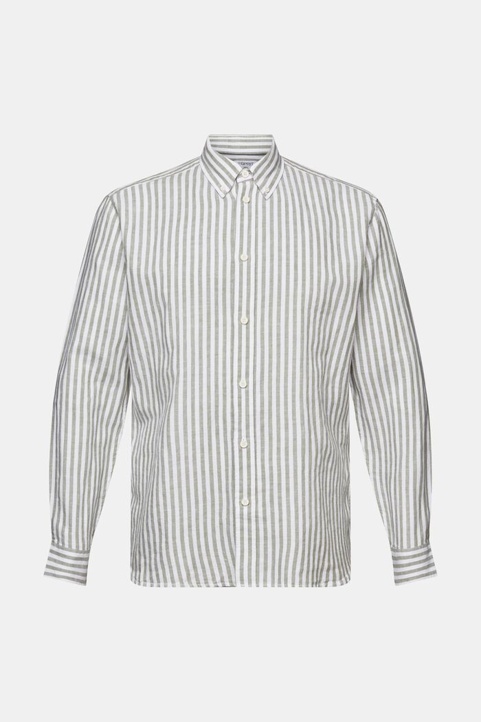 Striped Cotton Poplin Shirt, LIGHT KHAKI, detail image number 6