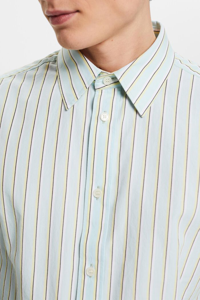 Striped Cotton Shirt, LIGHT AQUA GREEN, detail image number 2