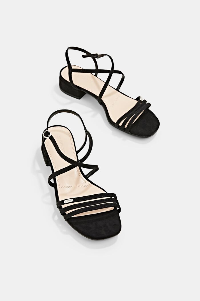 Strappy sandals in faux suede, BLACK, detail image number 6