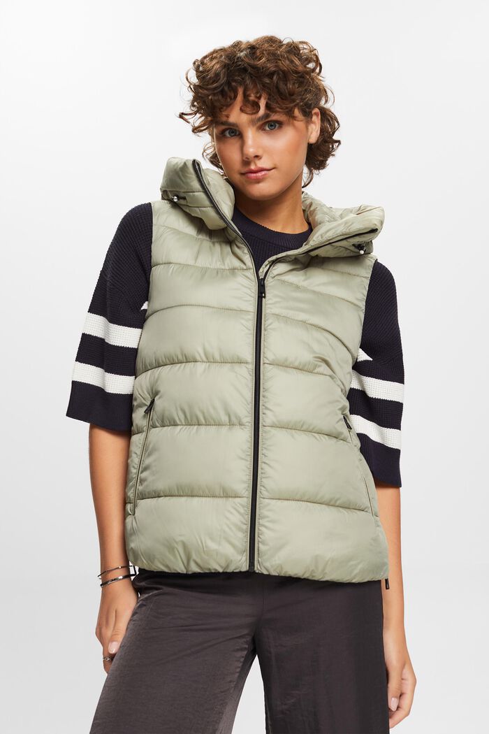 Quilted Puffer Vest, DUSTY GREEN, detail image number 0
