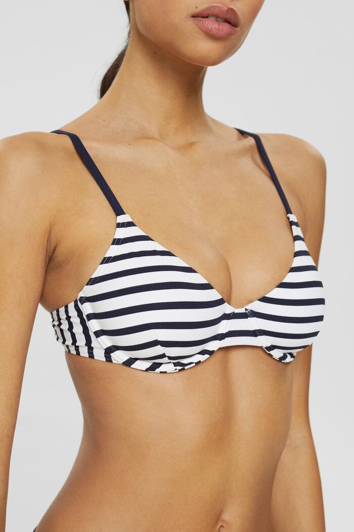 Recycled: Underwire top with stripes, NAVY, detail image number 0
