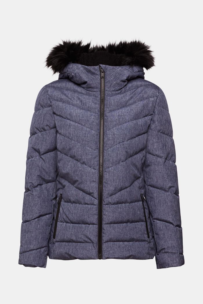 Quilted jacket with faux fur hood, NAVY, detail image number 2