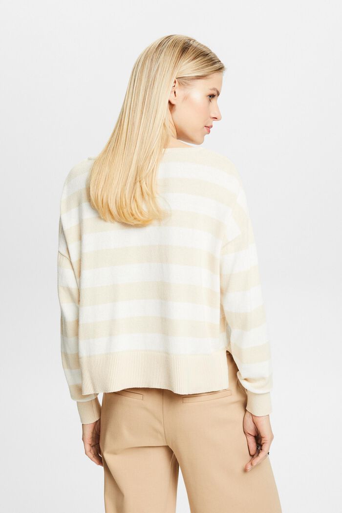 Striped Cotton-Linen Sweater, CREAM BEIGE, detail image number 2