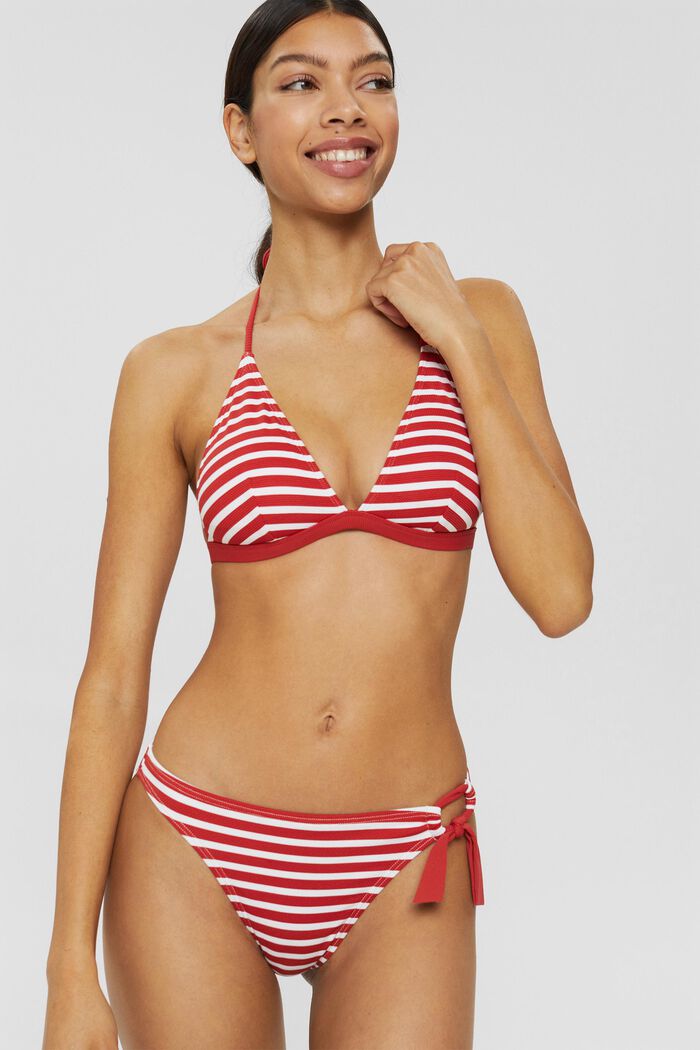 Recycled: striped bikini briefs, RED, detail image number 4