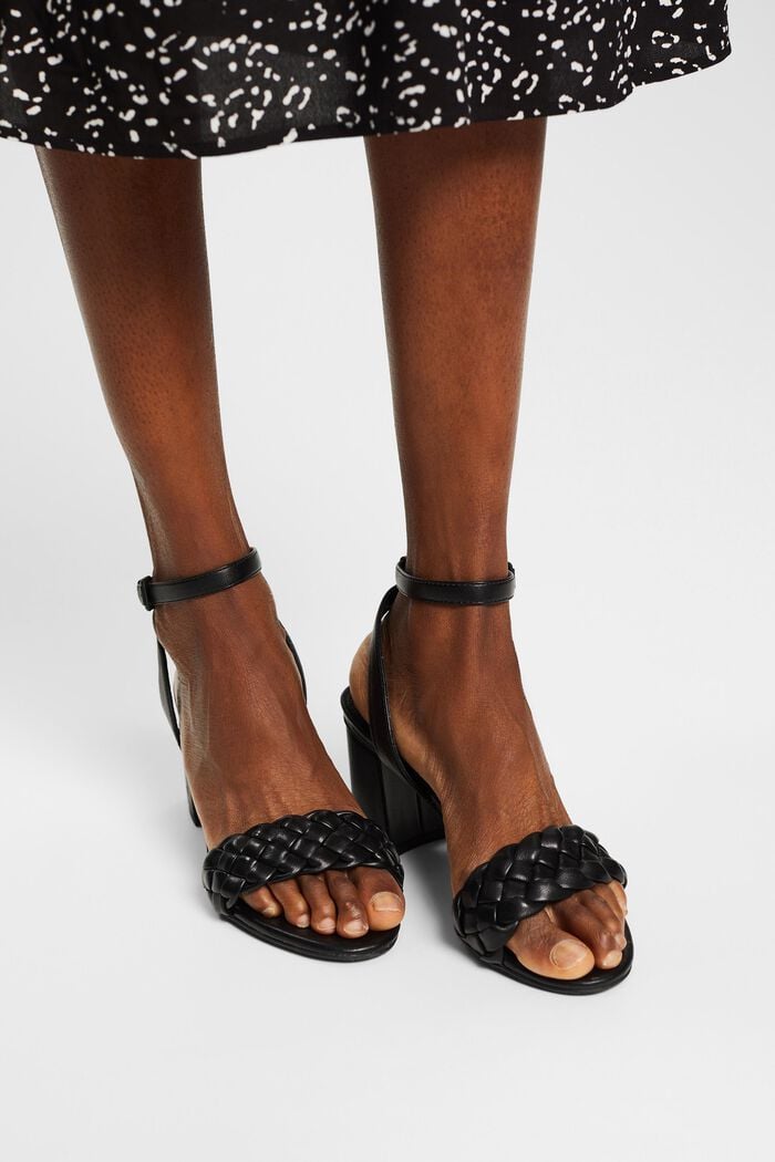 Sandals with a block heel, BLACK, detail image number 6