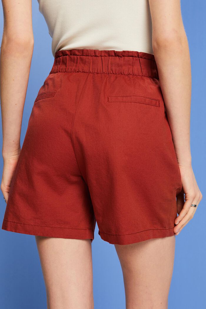 Shorts with a tie belt, cotton-linen blend, TERRACOTTA, detail image number 4