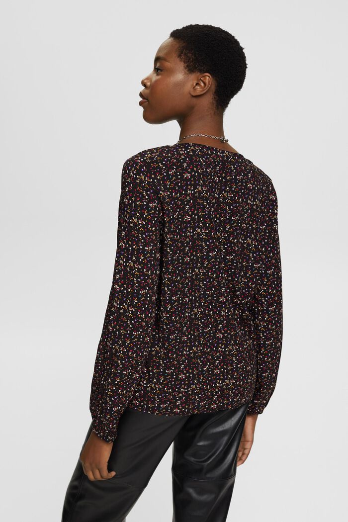 Floral V-neck blouse, LENZING™ ECOVERO™, BLACK, detail image number 3