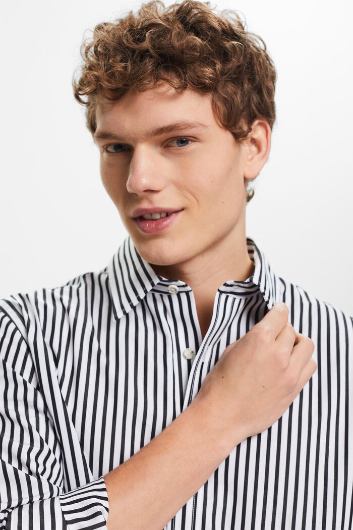 Striped Poplin Shirt, BLACK, detail image number 4