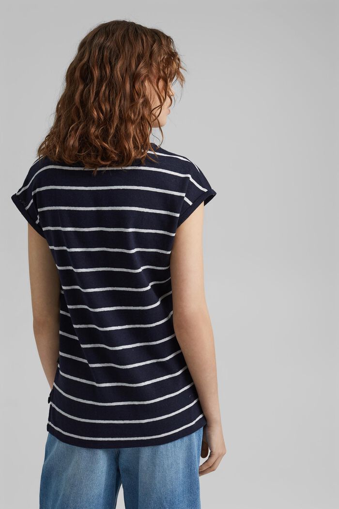 Linen blend: T-shirt with stripes, NAVY, detail image number 3