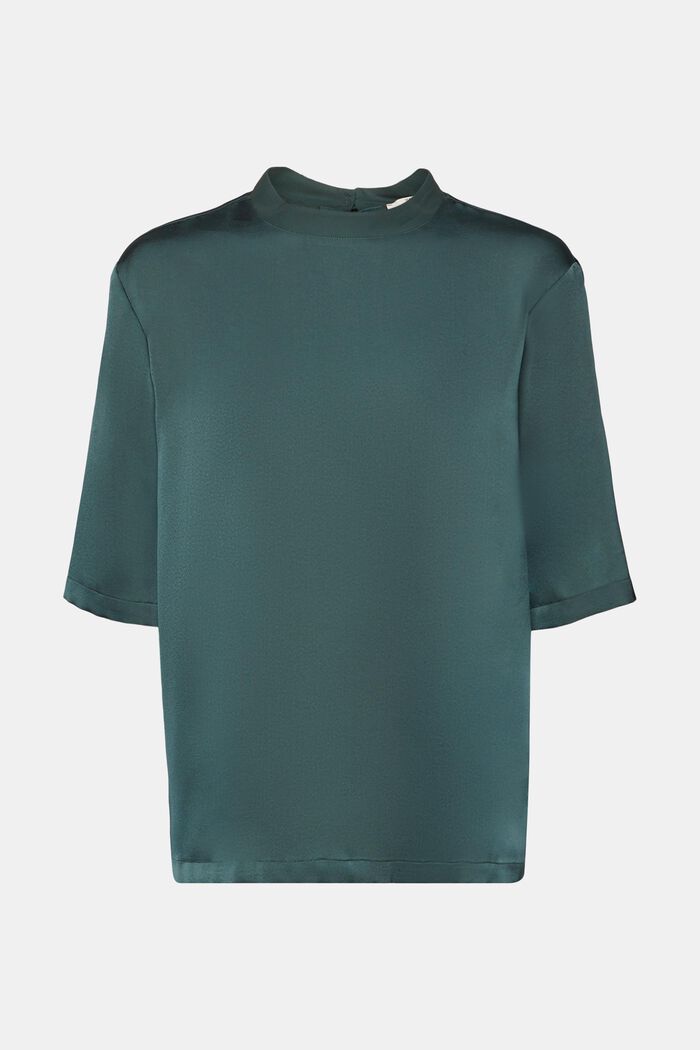 Satin blouse, DARK TEAL GREEN, detail image number 6