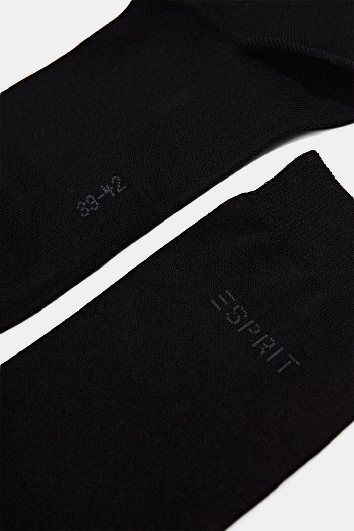 2-pack of socks with knitted logo, organic cotton, BLACK, detail image number 1