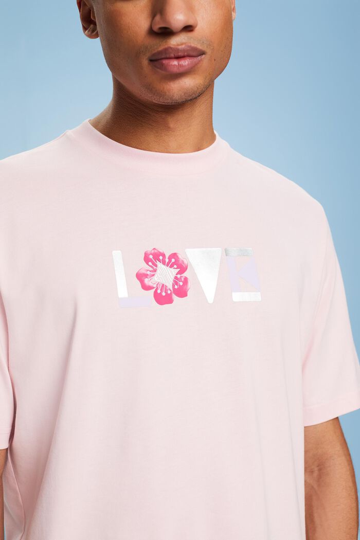 Unisex Printed Pima Cotton T-Shirt, PASTEL PINK, detail image number 3