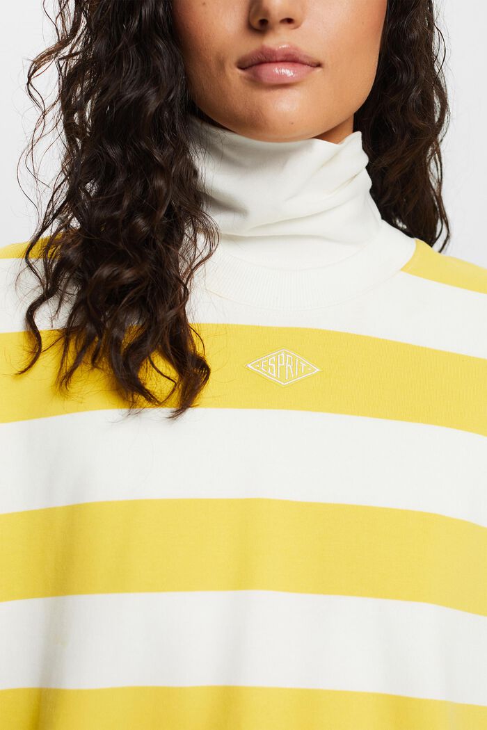 Striped Cotton Sweater, YELLOW, detail image number 2