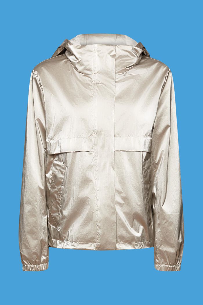 Metallic sheen jacket with a hood, TAUPE, detail image number 7