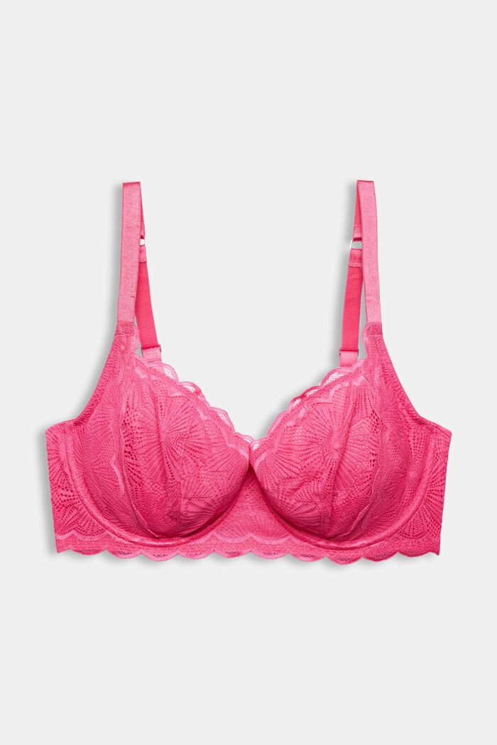 Unpadded underwire bra in lace, made especially for larger cup sizes, PINK FUCHSIA, detail image number 5