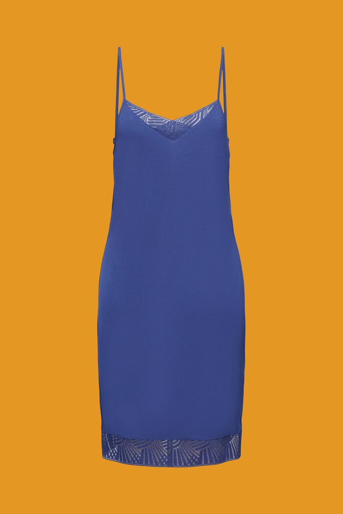 Jersey chemise with lace trims, DARK BLUE, detail image number 5
