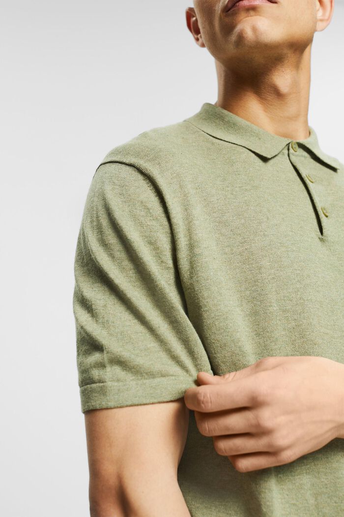 Containing TENCEL™: polo shirt in a knit look, LIGHT KHAKI, detail image number 2