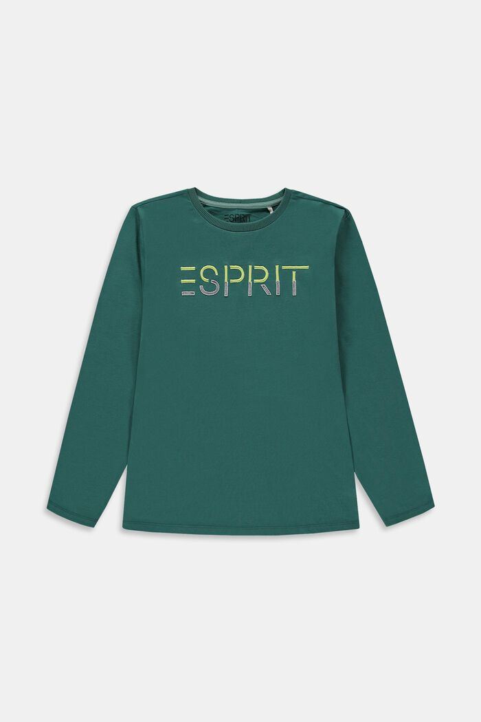 Long-sleeved top with logo, TEAL GREEN, detail image number 0