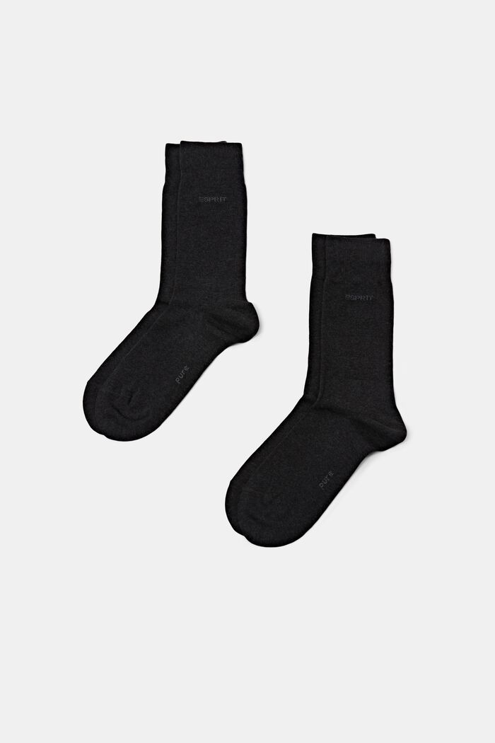 2-Pack Socks, Organic Cotton, ANTHRACITE MELANGE, detail image number 0