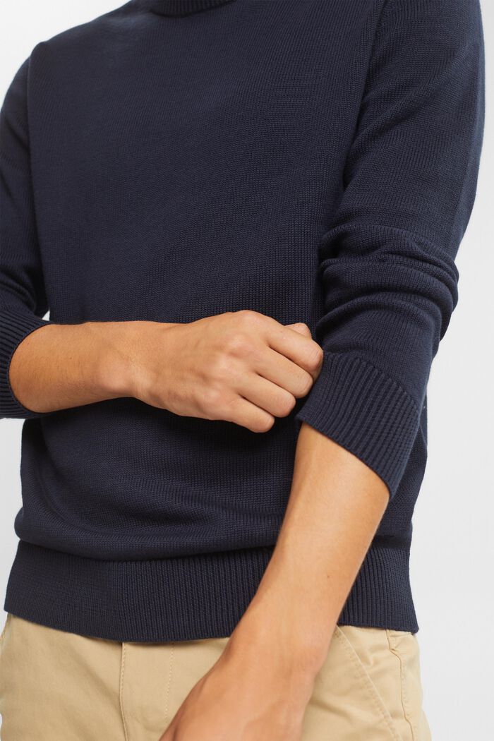 Sustainable cotton knit jumper, NAVY, detail image number 0