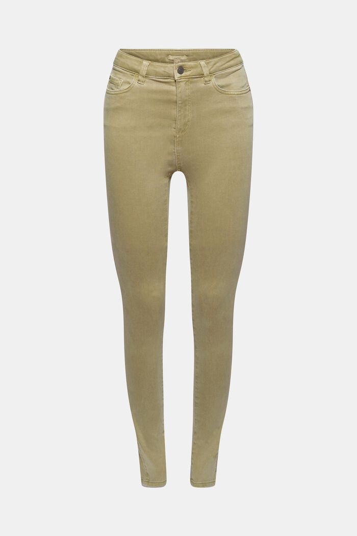 Soft high-waisted trousers with stretch, LIGHT KHAKI, detail image number 0