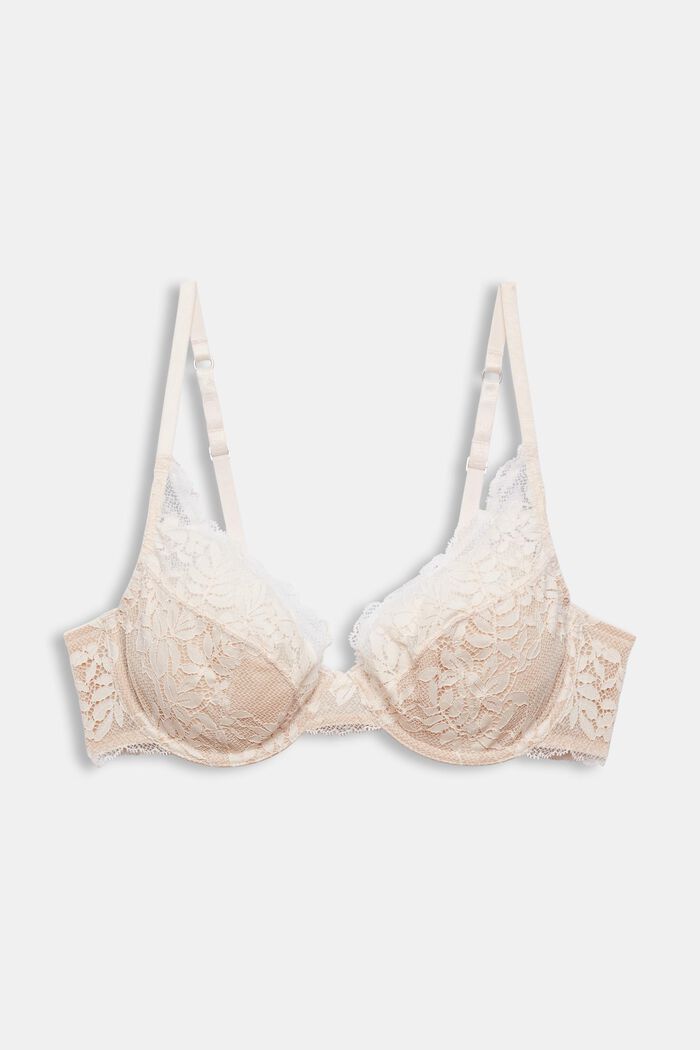 Made of recycled material: non-padded underwire bra with lace, SAND, detail image number 1