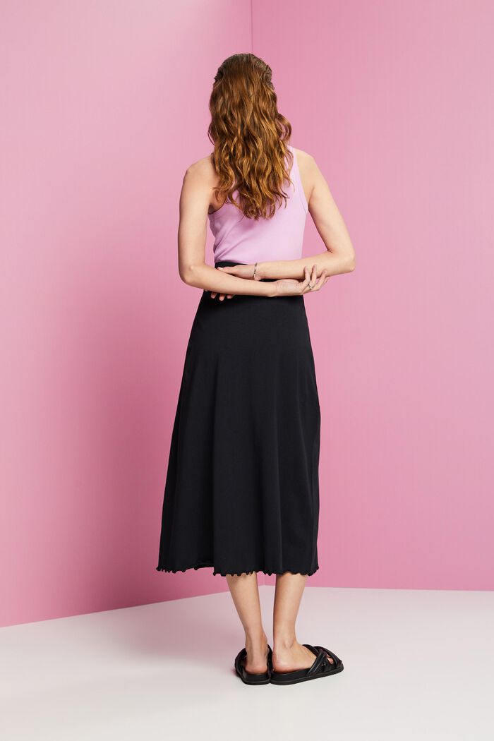 Jersey midi skirt, sustainable cotton, BLACK, detail image number 3