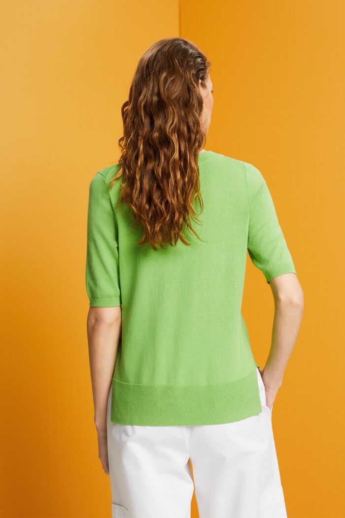 Short sleeve jumper, cotton blend, GREEN, detail image number 3