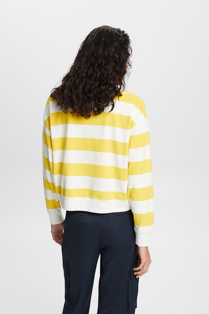 Striped Cotton Sweater, YELLOW, detail image number 3