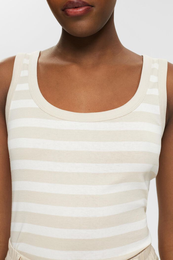 Striped Cotton Tank Top, LIGHT TAUPE, detail image number 2