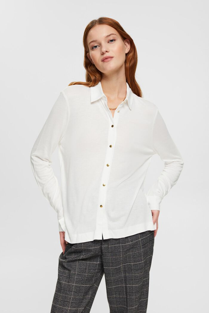 Buttoned long-sleeved top, LENZING™ ECOVERO™, OFF WHITE, detail image number 1