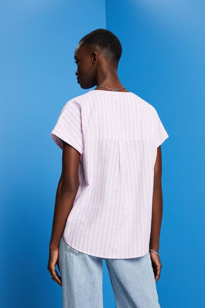 Striped cotton blouse, LILAC, detail image number 3