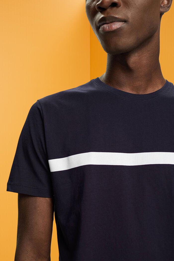 Cotton t-shirt with contrasting stripe, NAVY, detail image number 2