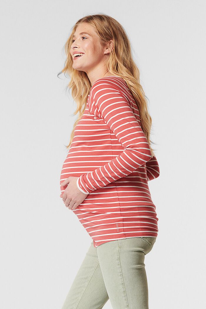Striped long sleeve top, organic cotton, RED, detail image number 4