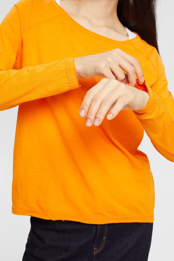 Jersey long sleeve top, ORANGE, detail image number 0