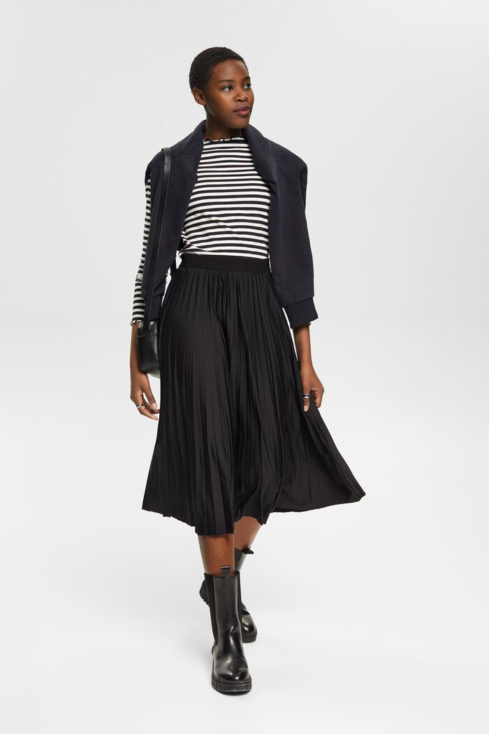 Pleated midi skirt, BLACK, detail image number 4