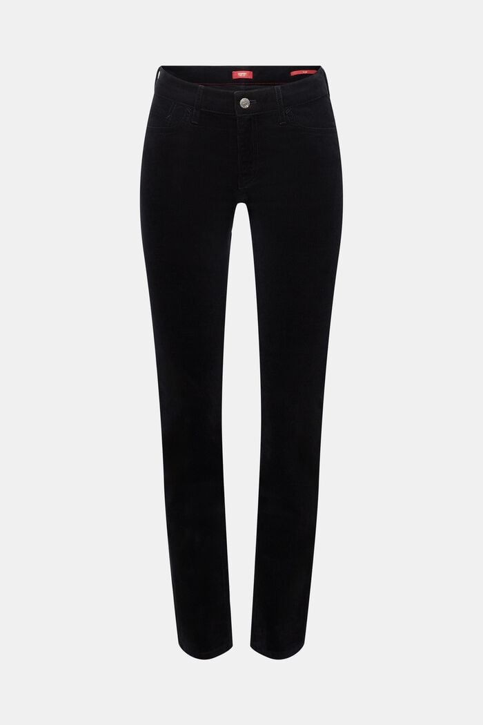 Mid-Rise Slim Corduroy Trousers, BLACK, detail image number 7