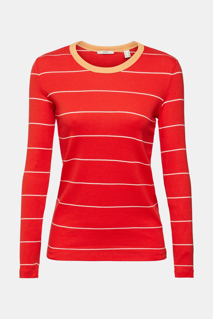Striped long sleeve top, organic cotton, RED, detail image number 2