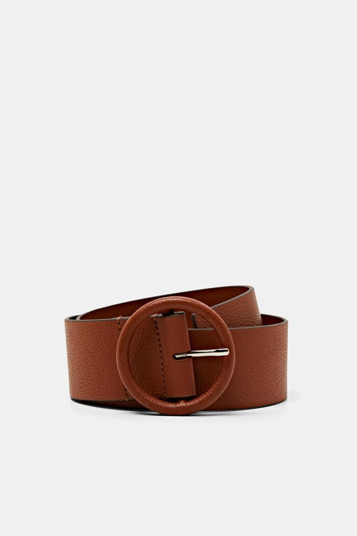 Wide leather waist belt, RUST BROWN, detail image number 0