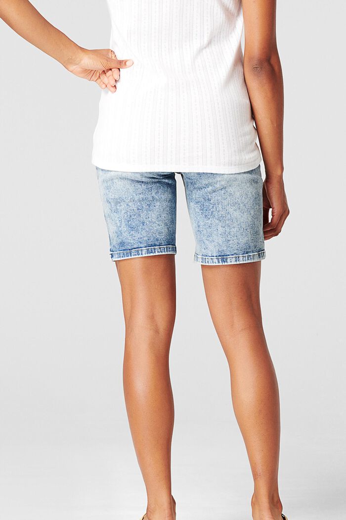 Denim shorts with over-bump waistband, BLUE LIGHT WASHED, detail image number 1