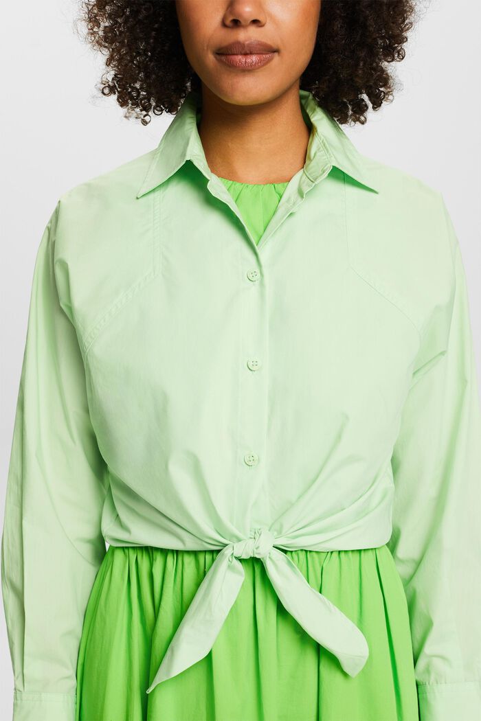 Cropped Tie Front Shirt, LIGHT GREEN, detail image number 3