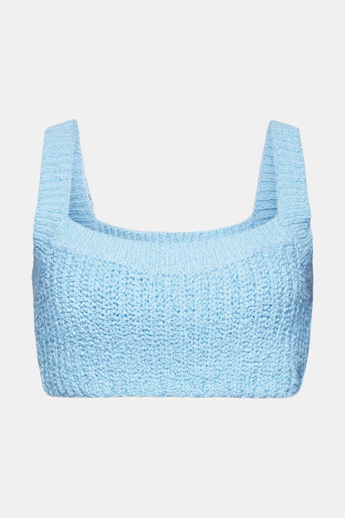 Bouclé Knit Cropped Top, LIGHT TURQUOISE, detail image number 5