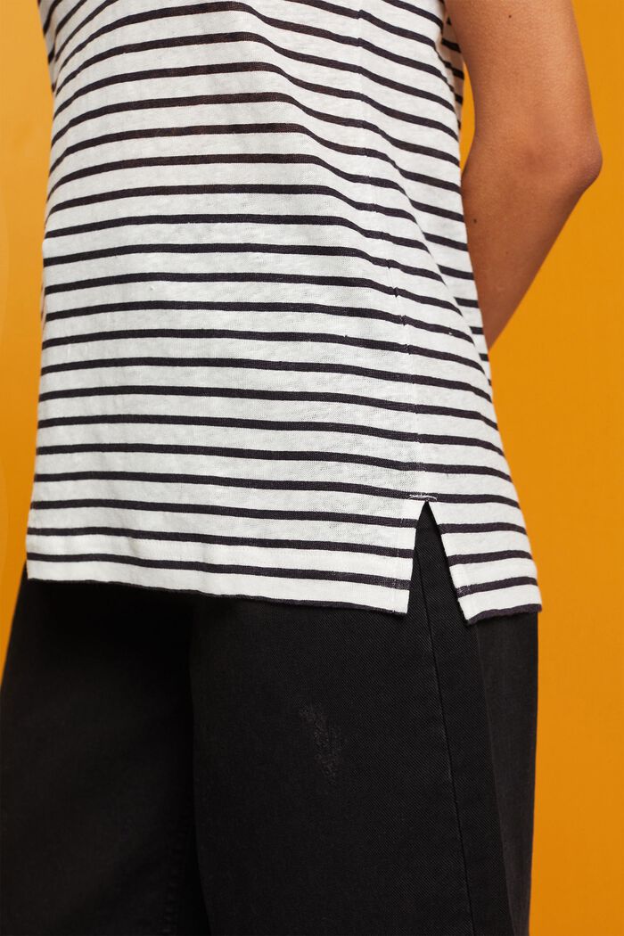 Striped Linen T-Shirt, BLACK, detail image number 2