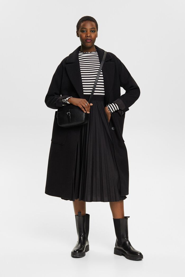 Pleated midi skirt, BLACK, detail image number 1