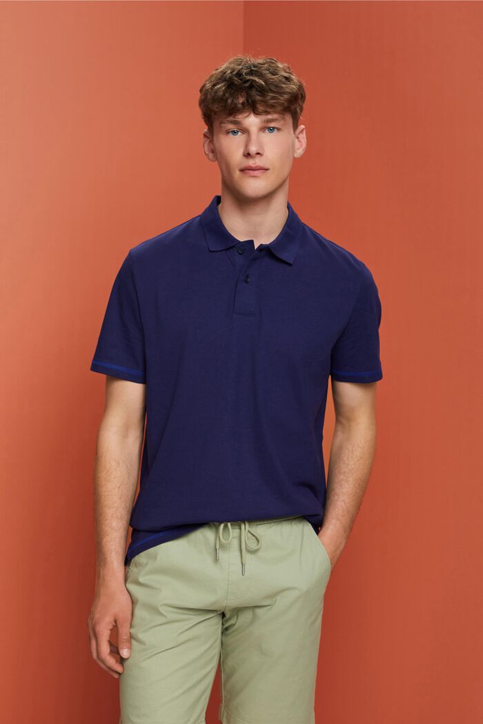 Jersey polo shirt, 100% cotton, DARK BLUE, detail image number 0