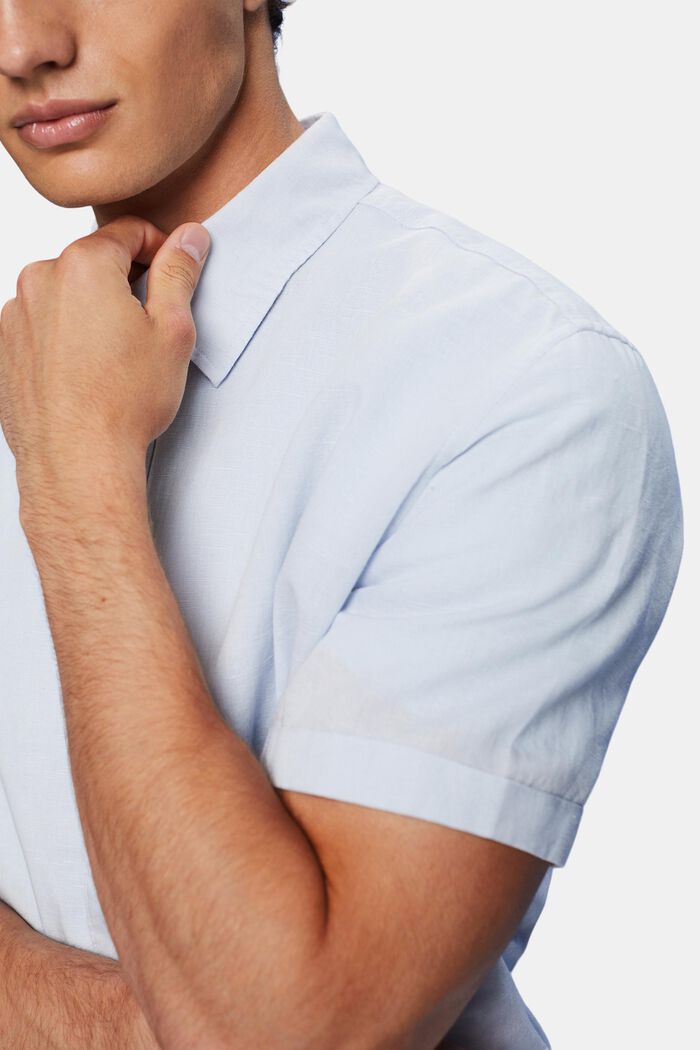 Linen and cotton blend short-sleeved shirt, LIGHT BLUE, detail image number 2