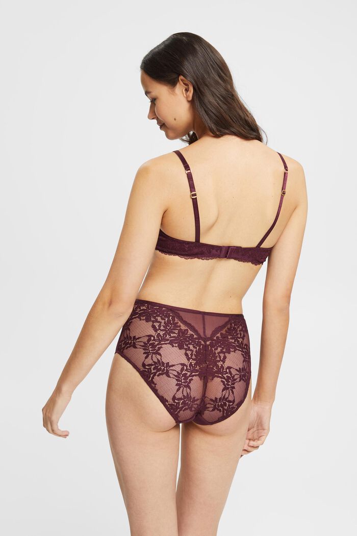 Push-up bra with lace, BORDEAUX RED, detail image number 2